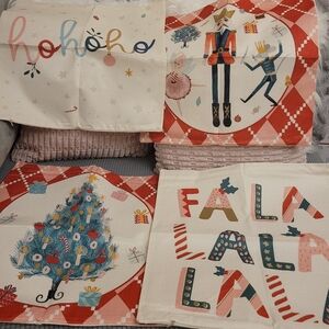 4 Festive Holiday Pillow Covers Set - Multicolor